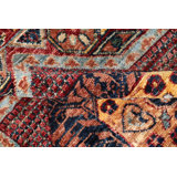 Hand-Knotted High-Quality Red and Navy Runner