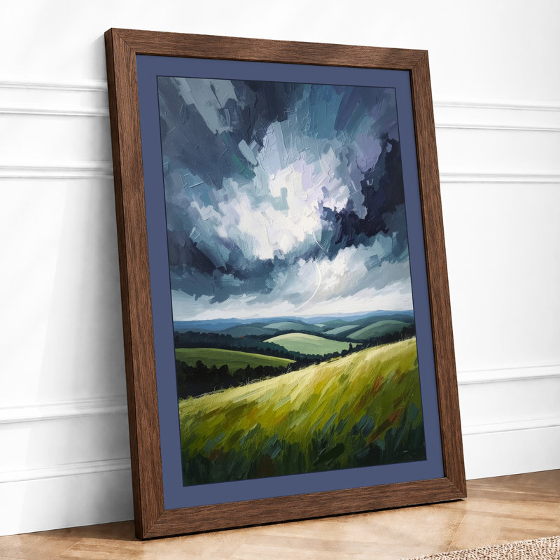 Storm Over Golden Fields Rustic - Print, Walnut, A3 - 42.0 x 29.7 cm
