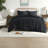 Modern Bedding Sets, Polyester Twin Xl, Black Jacquard Design