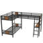 Lit superposé en L avec lit mezzanine avec bureau et tablette, brun