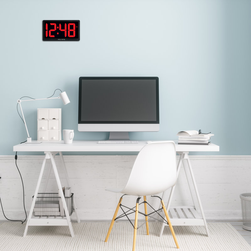 AcuRite 10-Inch LED Digital Clock with Auto-Dimming Brightness, Red (75099M)