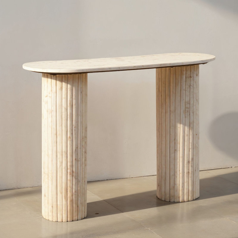 Console en marbre avec base colonne cannelée