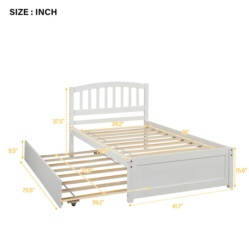 Lit simple avec couchette Millheim, Blanc