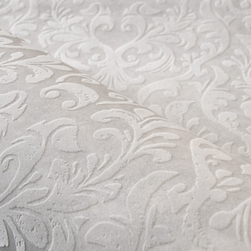 Urban Classics Collection Mayfair Flocked Damask Wallpaper Roll, Cream