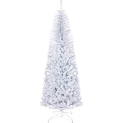 Arbre de Noël mince de 7 pi, 818 pointes, plastique, style artificiel blanc