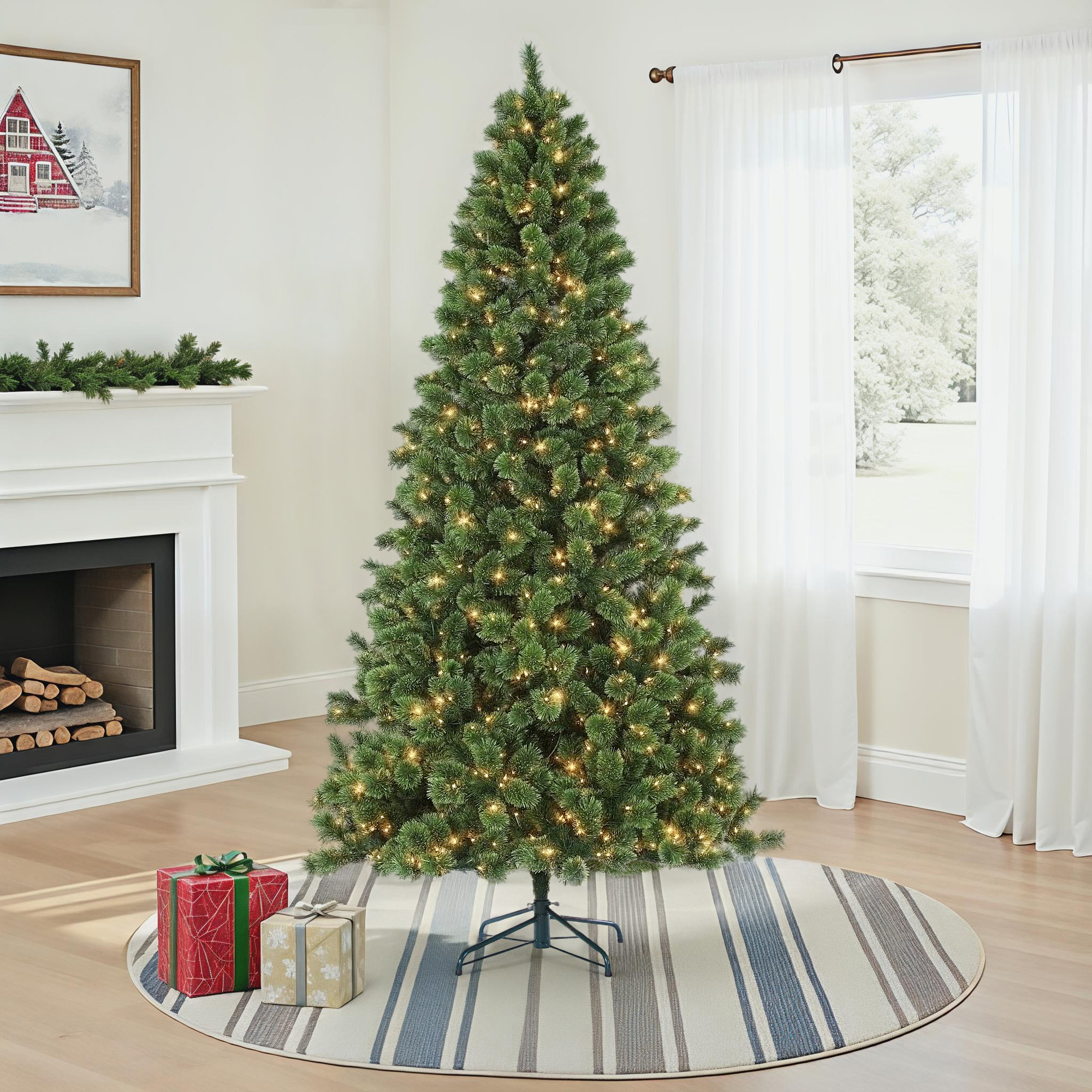 108' Lighted Artificial Pine Christmas Tree