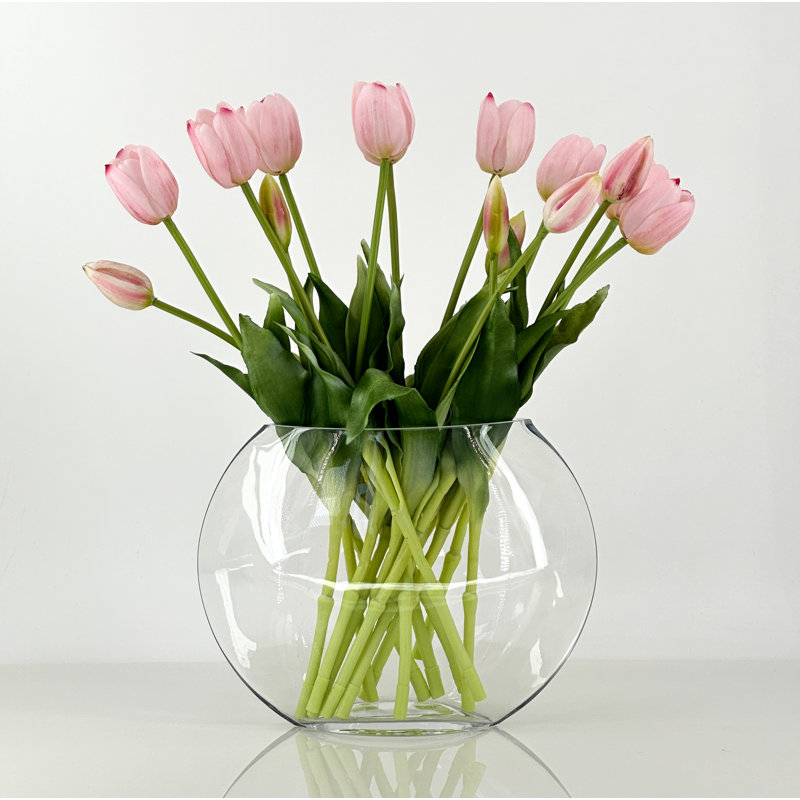 5 vraies tulipes artificielles, Rose pastel