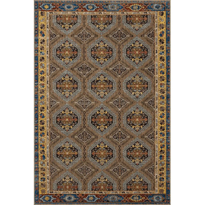 Tapis traditionnel multicolore brun lavable à la machine