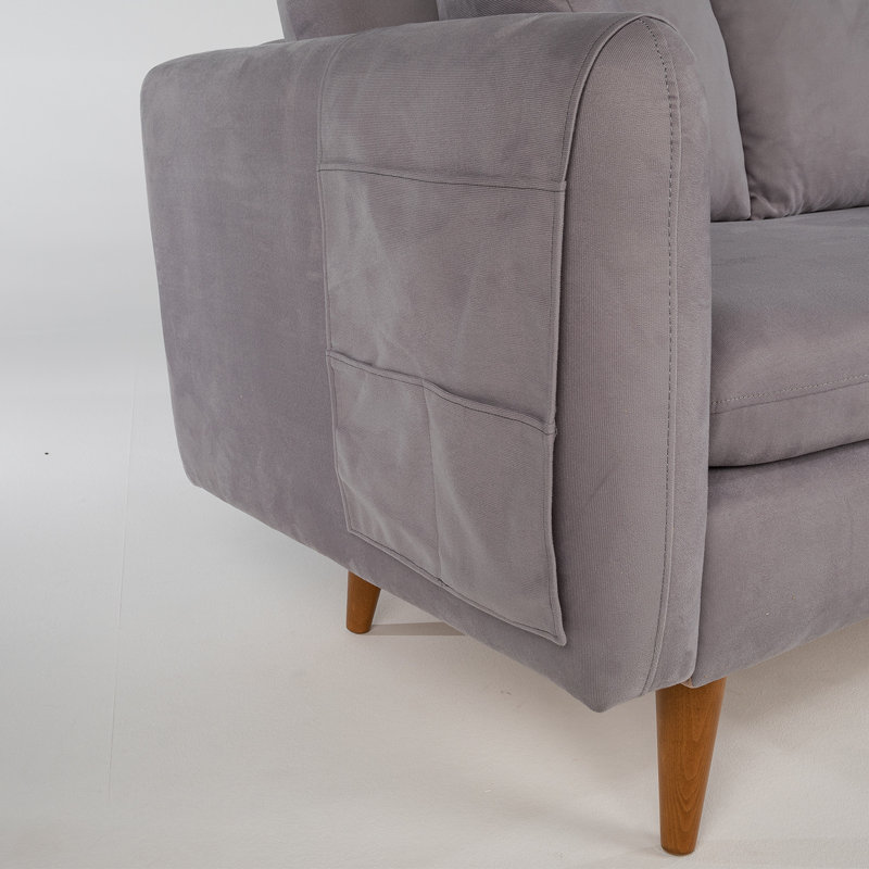 Canapé rembourré 84,6 po Rotterdam, 100 % polyester gris