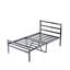 Lit plateforme noir en métal avec tête de lit - stable, aucun sommier nécessaire, cadre de nuit inclus, lit simple, sommier, bruit-130429203