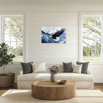 «Flying Bird», reproduction d'art, aigle chauve, bleu, 12 po x 18 po
