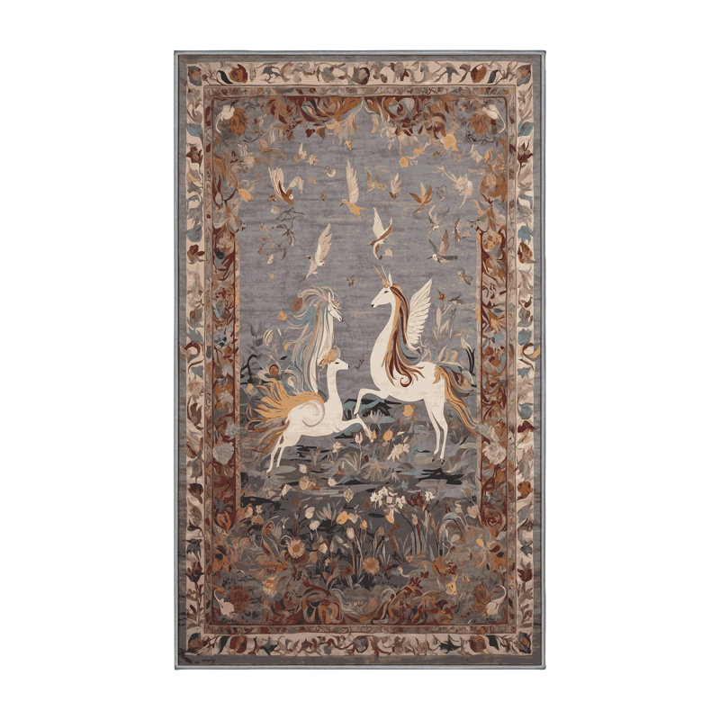 Tapis gris lavable à la machine, Rectangle 5 pi x 7 pi