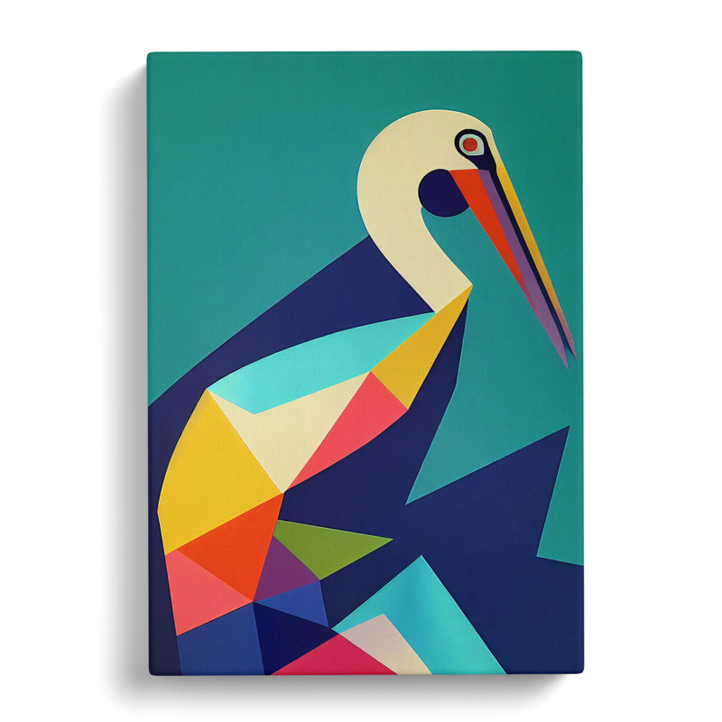 Pelican Geometric - Wrapped Canvas, 76cm H x 50cm W