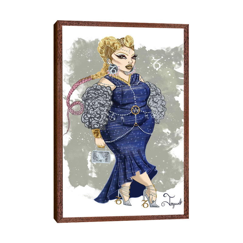 Capricorn by Jonquel - Print on Canvas, 66.04cm H x 45.72cm W x 3.81cm D, Classic Brown Wood Framed
