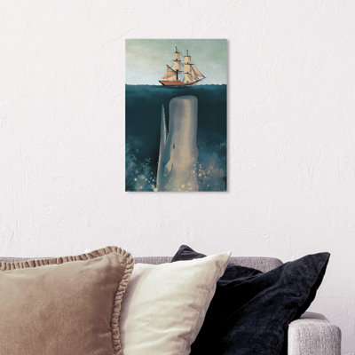 Nautique et côtier, le voilier et la baleine - impression d'art graphique