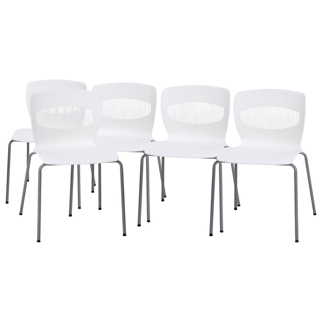 Hercules Series Commercial 770 LB. Capacity Plastic Stack Chair with Lumbar Support (Set of 5) Flash Furniture Seat 
