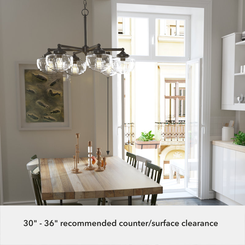 Plafonnier lustre 6 lumières Hunter Saddle Creek, Noble bronze