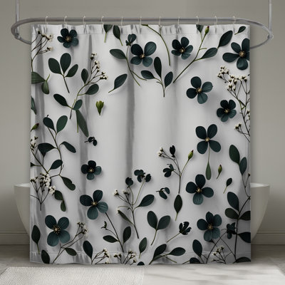 Rideau de douche floral - décor de salle de bain nature minimaliste