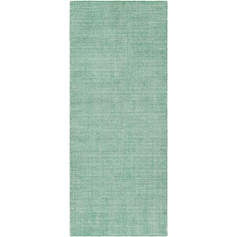 Tapis rayé en laine tissé à la main Colyt en vert / blanc, Tapis de couloir 2 pi x 5 pi 1 po