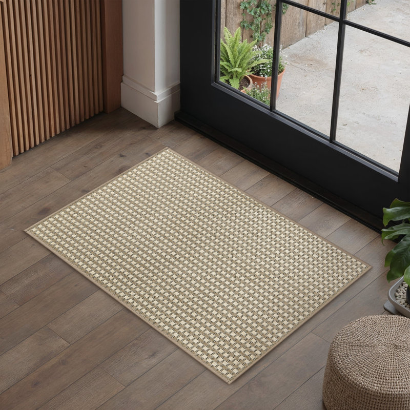 Eftenia Machine Washable Non-Skid Kitchen Mat, Brown, Rectangle 1'5" x 2'8"