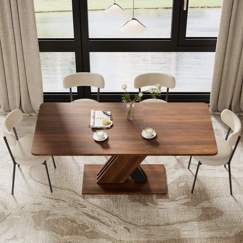 Ensemble de table de salle à manger 70,87 po Multifonctionnel, ensemble de salle à manger à piédestal extensible avec chaises