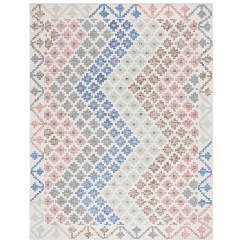 Tapis géométrique en laine / coton / latex touffeté à la main Aapri, Rectangulaire 8 pi x 10 pi