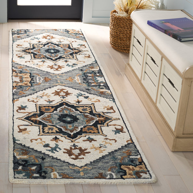 Heritage Handtufted Wool Cotton Oriental Rug in Ivory/Gray, Runner 2'3" x 8'