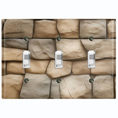 Plaque murale standard avec interrupteur à bascule naturel à 3 bandes