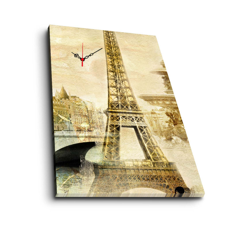 Horloge murale 17,7 po x 27,6 po Elegant 100% toile de suède, cadre 100% bois (épaisseur: 1,2 po) | Décoration élégante pour le salon, la chambre à coucher et le bureau, pièce unique et fonctionnelle