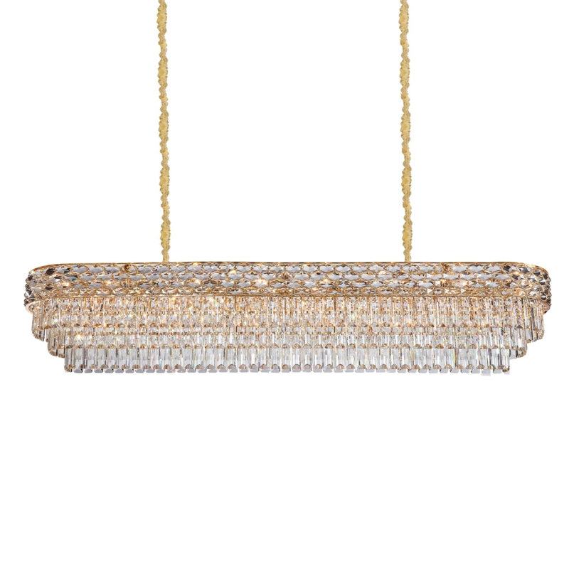 Aurelia 19-Light Rectangular Crystal Chandelier - Gold