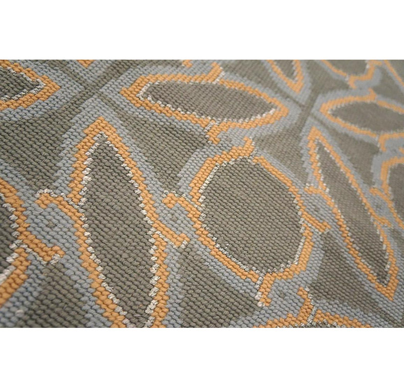 Grand Blue-Orange Circles-Geometric Pattern Needlepoint Flat Weave Rug 9 x 12