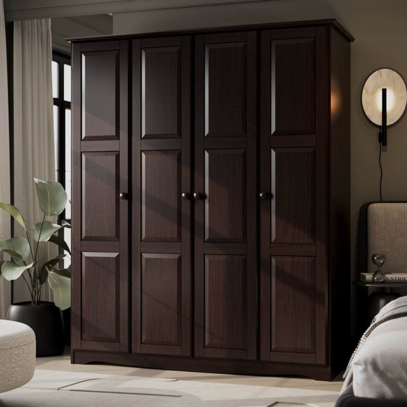 Armoire-penderie 100% bois Arieyana, Café