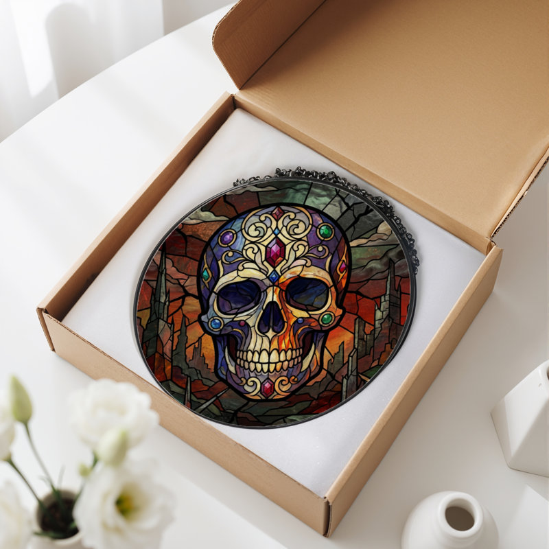 Panneau de vitrail 12 "H Skull Art
