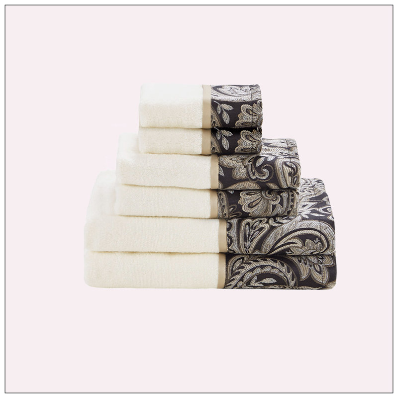 Ensemble de 6 serviettes en jacquard, Noir