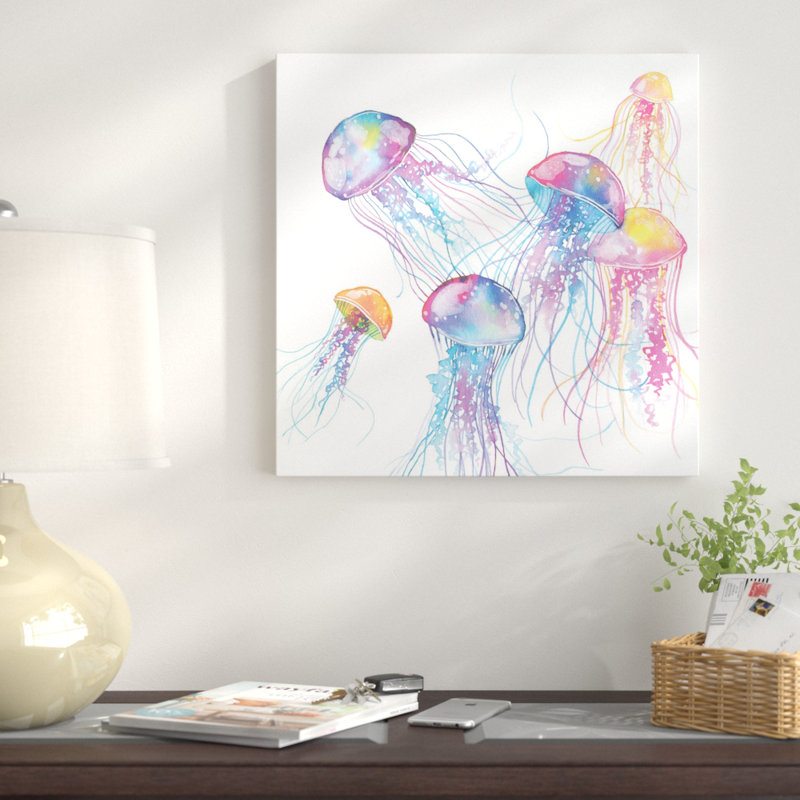 «Jellyfish», peinture sur toile tendue, H 12 po x l 12 po x P 1,5 po