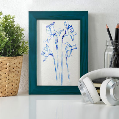 Inky Daffodils II - Impression encadrée avec verre