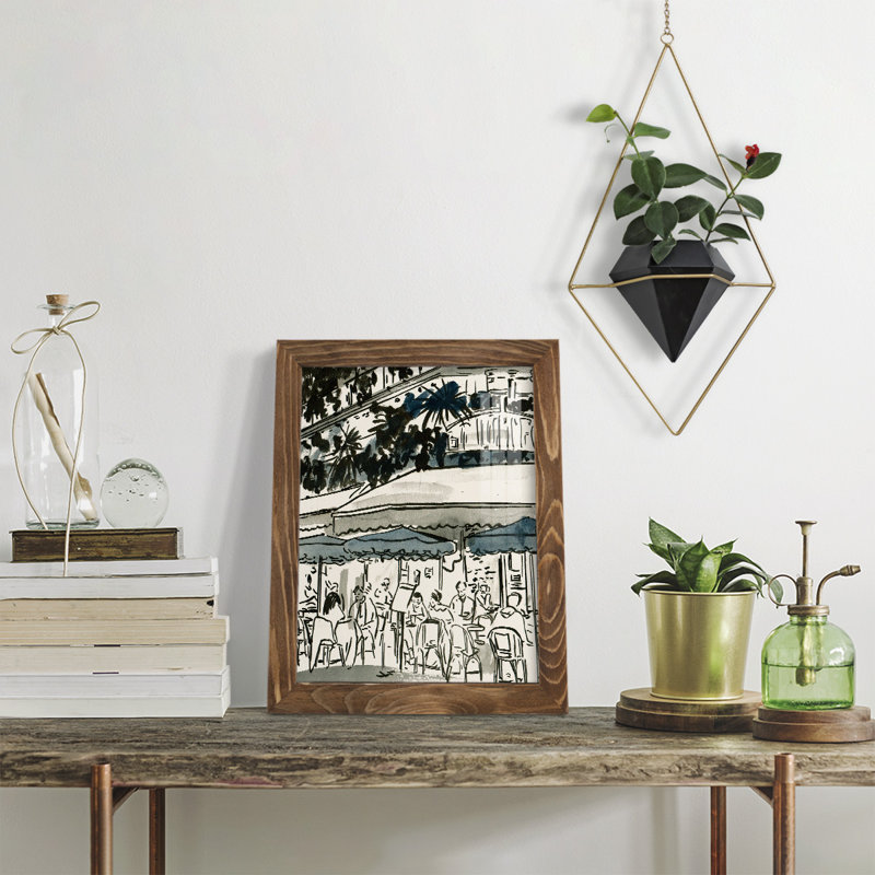 " Aucoin De Larue II ", 9" W x 11" H x 1'' D, Walnut Framed Paper