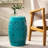 Elegant Lace Cut Side Table, Teal Color, 12.06X12.06X17.91, Metal, No Assembly Delicate Powder-Coated Iron Frame,