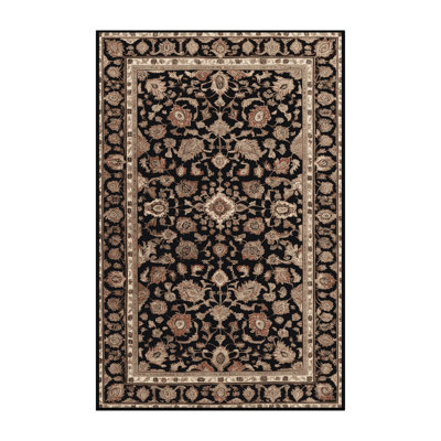 Machine Washable Persian Black Area Rug