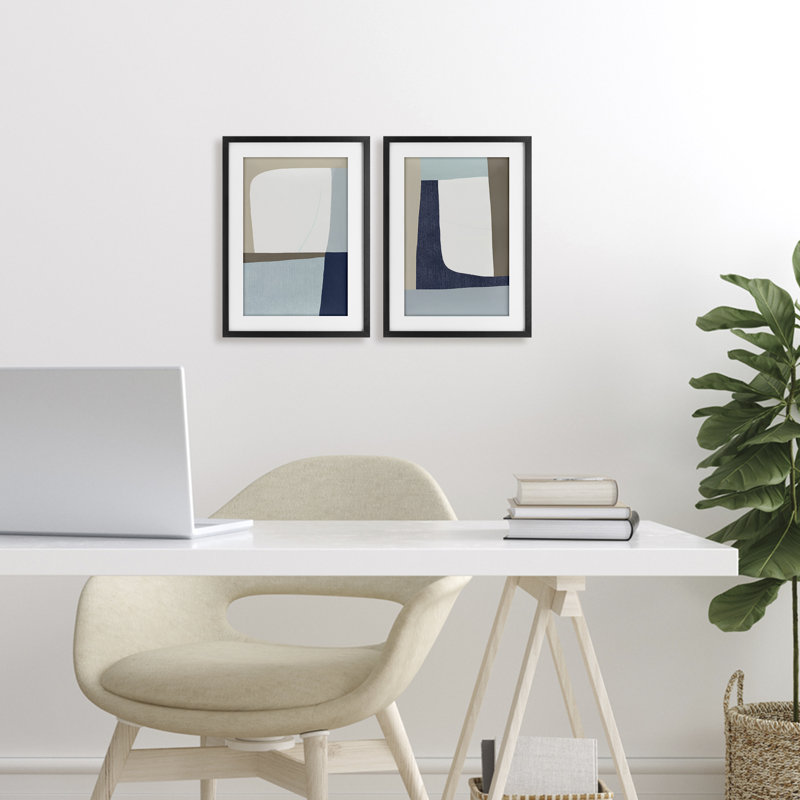 Ensemble de 2 impressions encadrées sous verre Minimal Natural Flow, design par Hannah Dawson, H 20 po x l 14 po