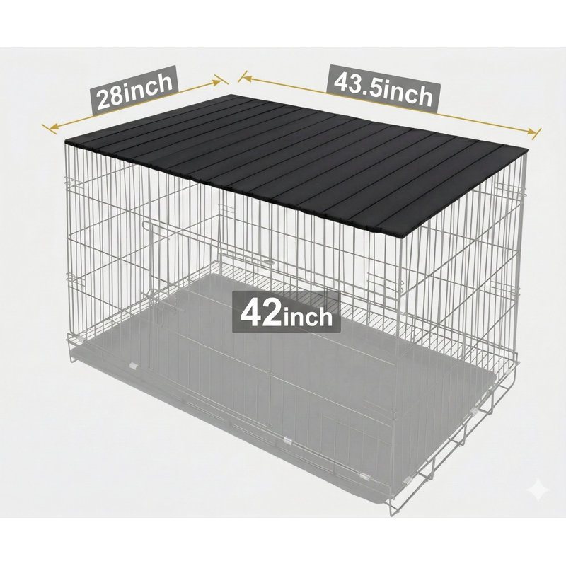 Surmatelas pliable pour chien en aluminium avec aimants, surface de table de rangement décorative pour caisses de 42 pouces, finition noire, cage non incluse