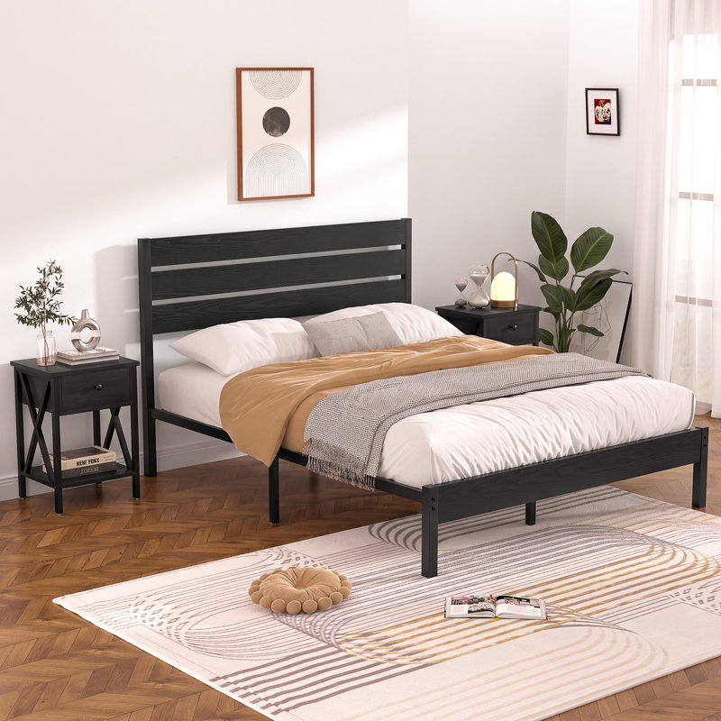 Alicia Steel Piece Bedroom Set, Black, Full / Double