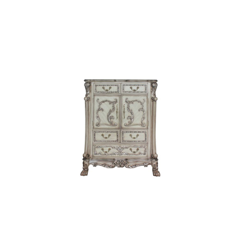 Commode à cinq tiroirs, Blanc os rétro