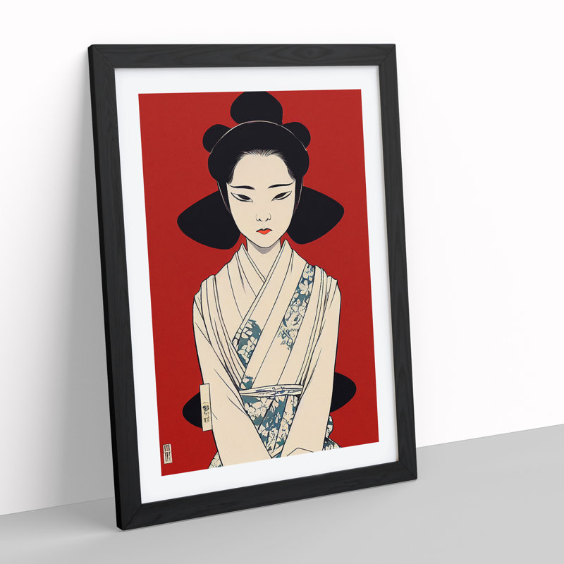 Gentle Geisha - Wrapped Canvas Print, 64cm H x 46cm W x 2cm D, Black Framed