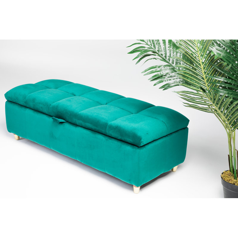 Agnes Upholstered Storage Bench, Emerald