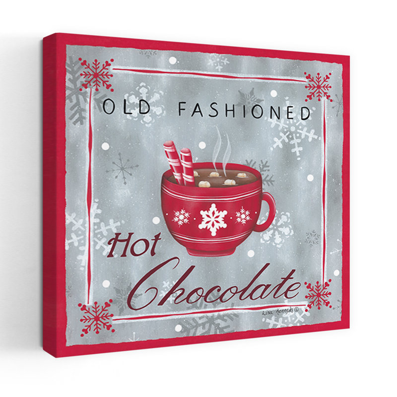 Chocolat chaud, art abstrait d'hiver contemporain, H 24 po x l 24 po