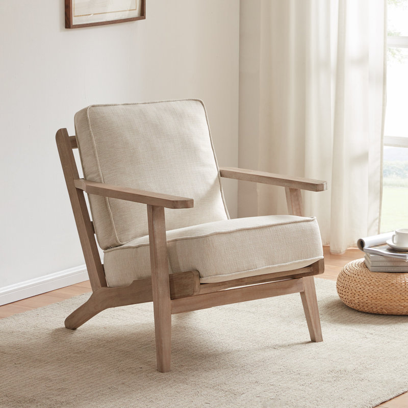 Dez 28.35" W Linen Armchair Upholstered, Natural