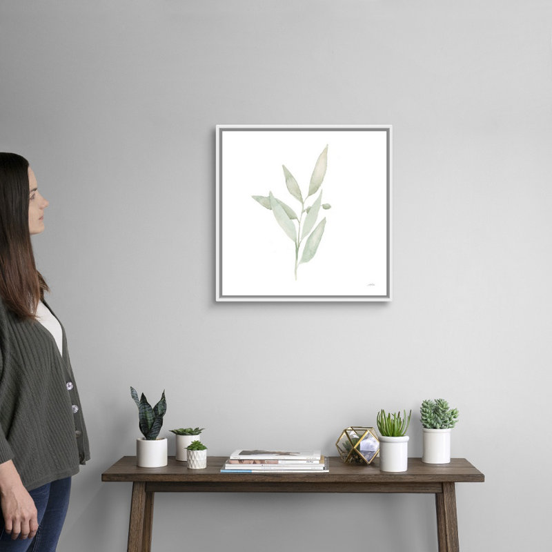 Art mural sur toile Sage II, H 22 po x l 22 po, Toile avec cadre blanc
