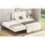 Lit plateforme tapissier double avec lit gigogne plat ou droit, bois de pin, aucune tête de lit beige confortable, structure stable