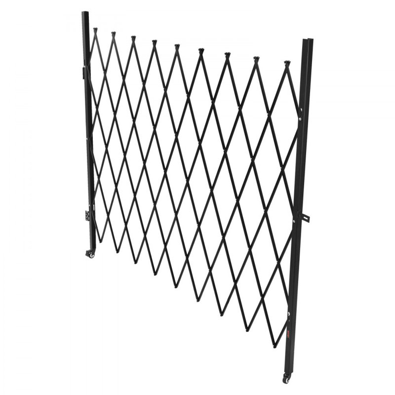 Barrière de sécurité pliante simple, barrière à ciseaux verrouillable avec roulettes pivotantes à 360 °, barrières rétractables en acier Barricade pour la sécurité d'entrée, le garage, l'entrepôt et la piscine